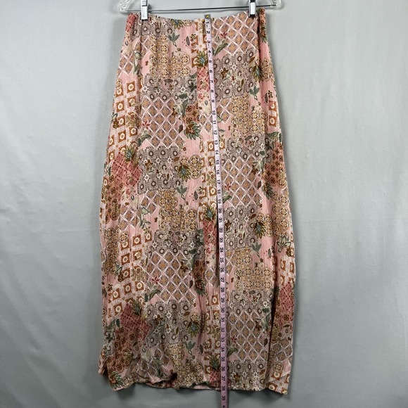 Promesa Maxi Dress Womens Medium Sleeveless Floral Cutout Sides Gauze Pink - Picture 5 of 10